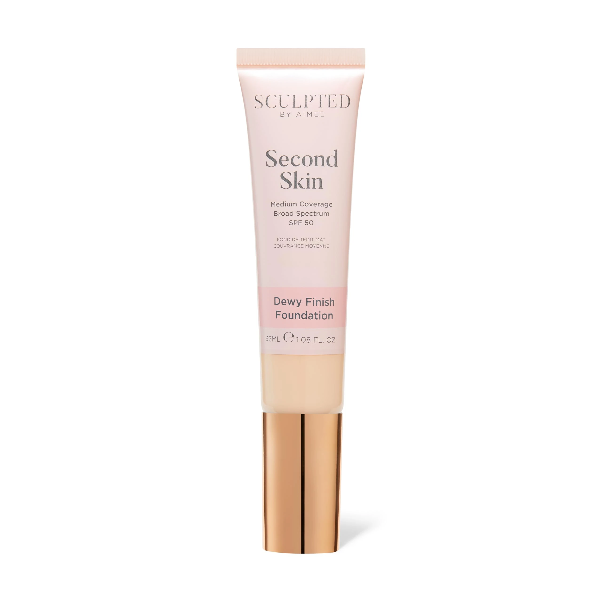 Second Skin Dewy Liquid Face Foundation from Sculpted by Aimee - 32ml Buildable, Medium Coverage Foundation with Dewy Finish, Hyaluronic Acid, Collagen Boosting Formula, SPF 50, (Porcelain Plus 1.5)