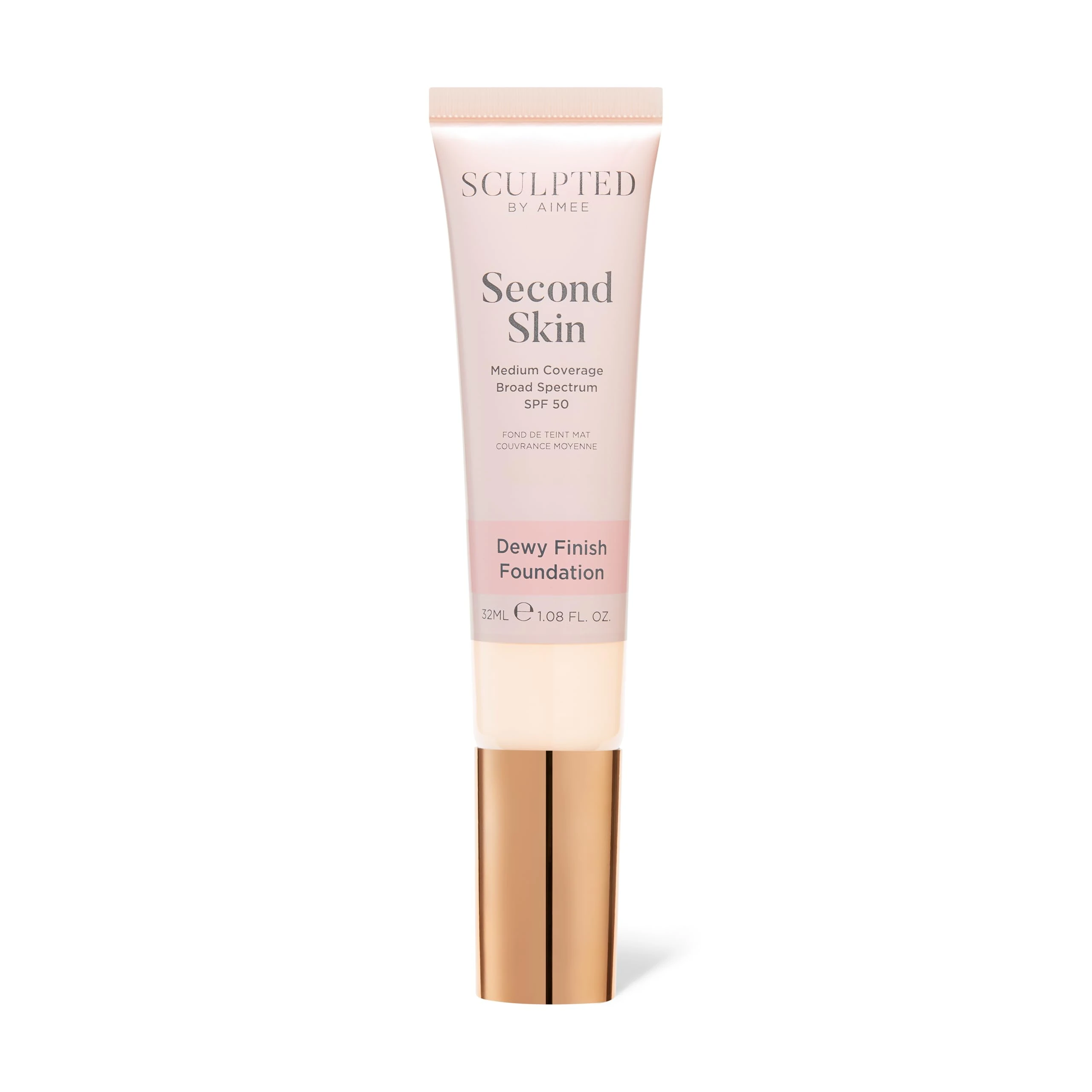 Second Skin Dewy Liquid Face Foundation from Sculpted by Aimee - 32ml Buildable, Medium Coverage Foundation with Dewy Finish, Hyaluronic Acid, Collagen Boosting Formula, SPF 50, (Blanc 0.5)