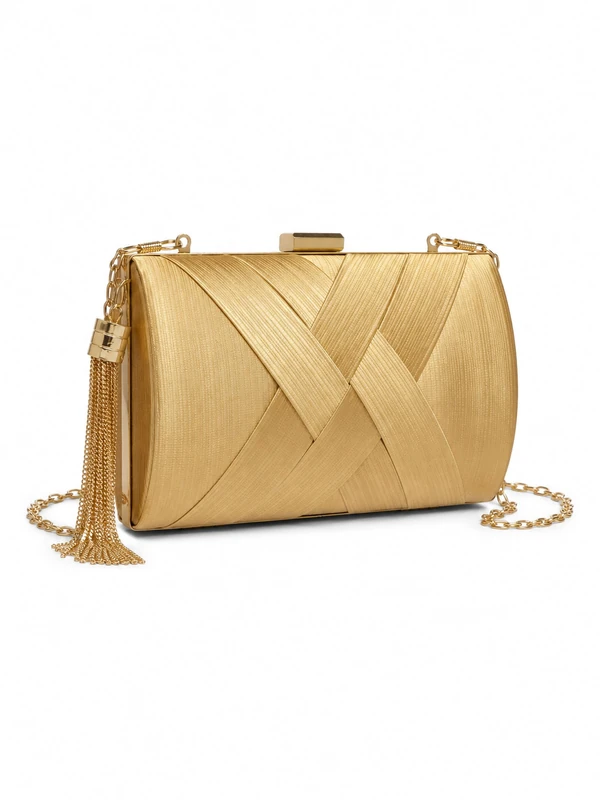 collezione alessandro Sydney evening bag made of soft fabric, 17 cm x 11 cm x 7 cm, gold, One Size - Image 1