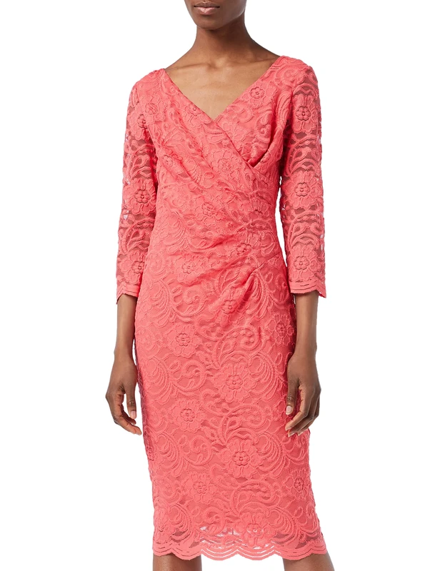 Gina Bacconi Women's Stretch Lace Dress, Orange Red, 18