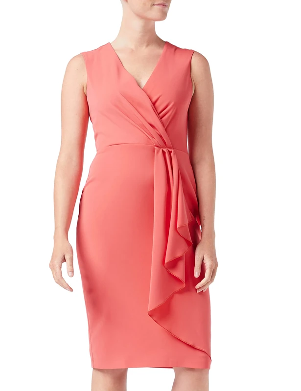 Gina Bacconi Women's Moss Crepe Dress Cocktail, Orange Red, 14