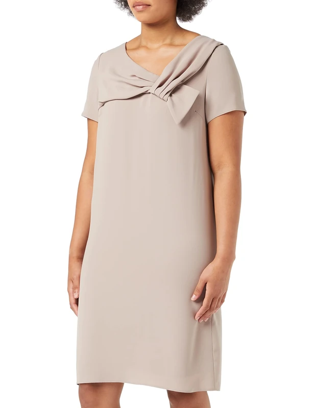 Gina Bacconi Women's Crepe Bow Dress Cocktail, Sand, 10