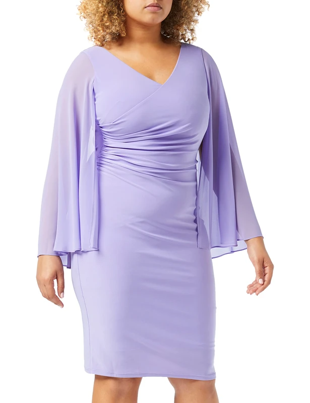 Gina Bacconi Women's Jersey and Chiffon Dress Cocktail, Spring Lavendar, 8