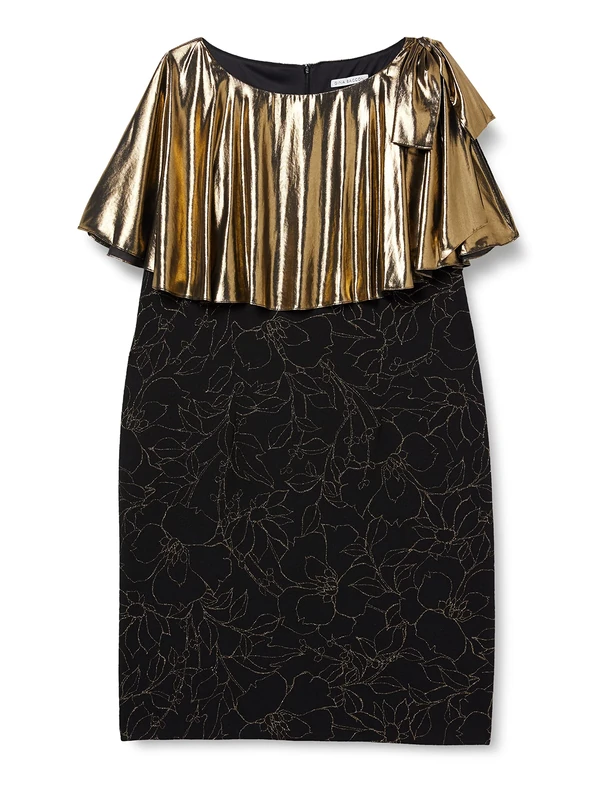 Gina Bacconi Women's Metallic Dress Cocktail, Black/Gold, 20