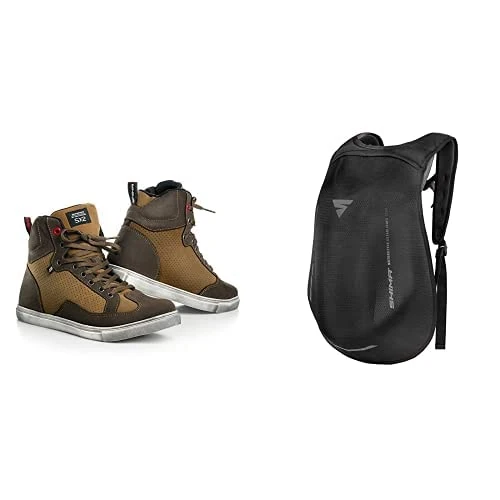 SHIMA SX-2 Motorcycle Shoes for men | Leather, Breathable, Reinforced Street Riding Shoes with Ankle Support, Anti-Slip Sole, Gear Pad (Brown, 9)