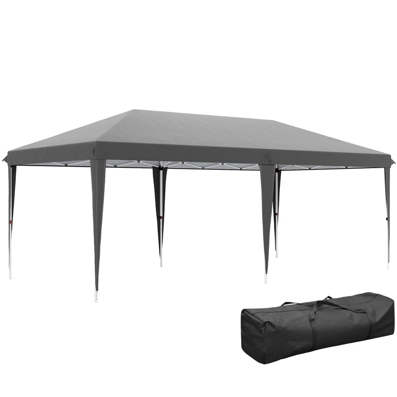 Outsunny 3 x 6m Pop Up Gazebo - Grey Foldable Canopy Tent