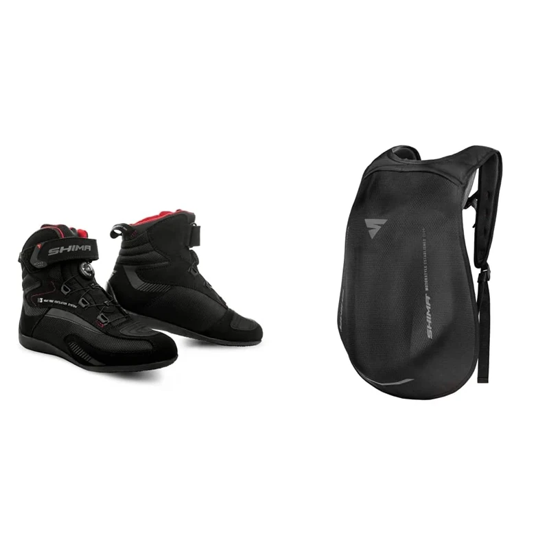 SHIMA EXO Vented Lady, Motorbike Shoes for Women | Breathable, Reinforced Street Riding Shoes with ATOP Closure System, Ankle Support, Anti-Slip Sole, Gear Pad (Black, 5)