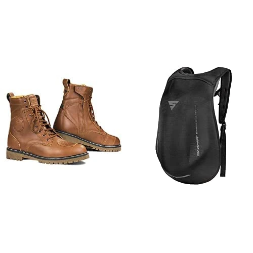 SHIMA THOMSON Lady, Motorbike Boots for Women | Reinforced Leather Womens Biker Boots with Side Zipper, Ankle Support, Anti-Slip Sole, Gear Shift Handle (Brown, 5)