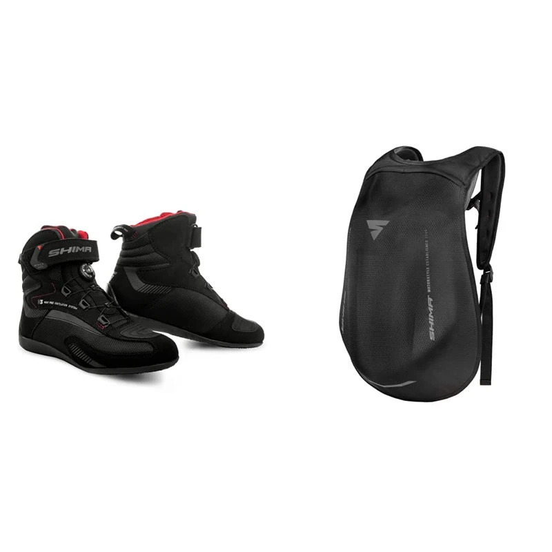 SHIMA EXO Vented Lady, Motorbike Shoes for Women | Breathable, Reinforced Street Riding Shoes with ATOP Closure System, Ankle Support, Anti-Slip Sole, Gear Pad (Black, 6,5)