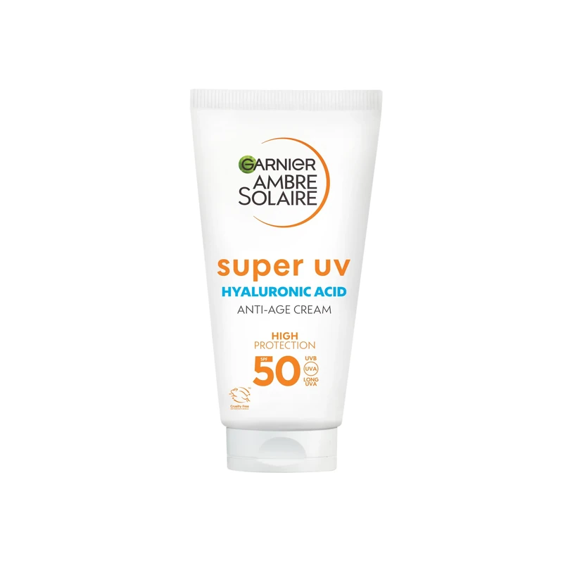Garnier Ambre Solaire Sun Cream SPF 50 Super Daily UV Anti-Age Sunscreen Moisturiser for Face, with Niacinamide & Hyaluronic Acid, Non-Sticky, Fast Absorption, High Protect UVA & UVB, 50ml