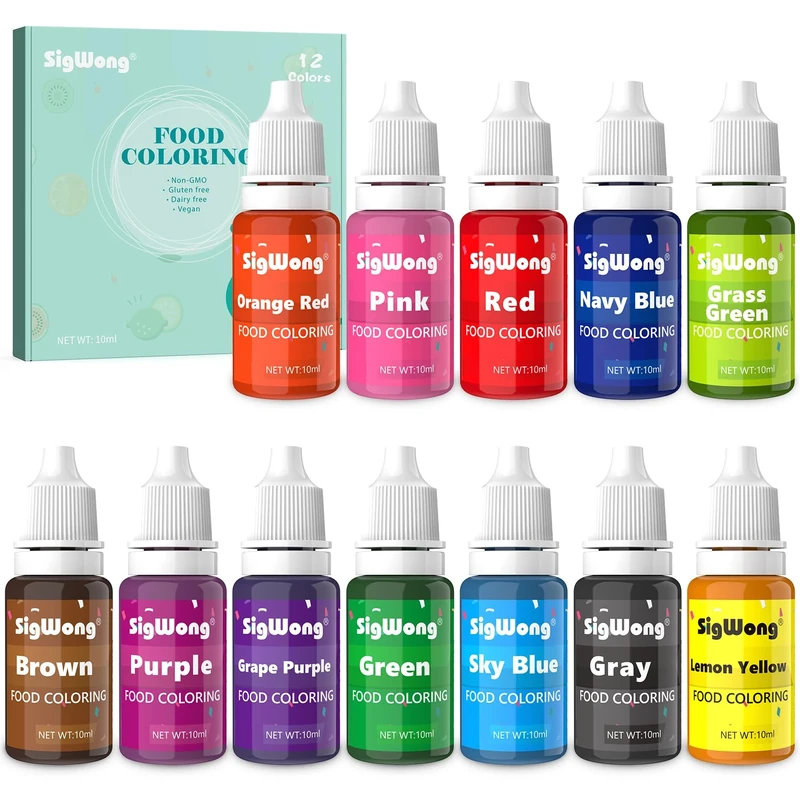 Food Colouring - 12 Color Concentrated Liquid Food Colouring Set - neon Liquid Food Color Dye for Baking, Decorating, Icing, Cooking DIY Crafts - 10ml Bottles
