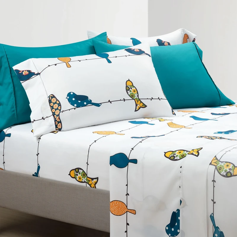 Lush Decor Rowley Birds Soft Sheet 6 Piece Set, Queen, Multi
