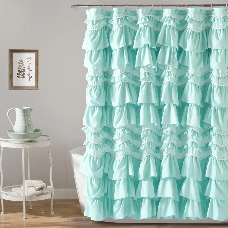 Lush Decor Kemmy Shower Curtain, 72" x 72", Aqua