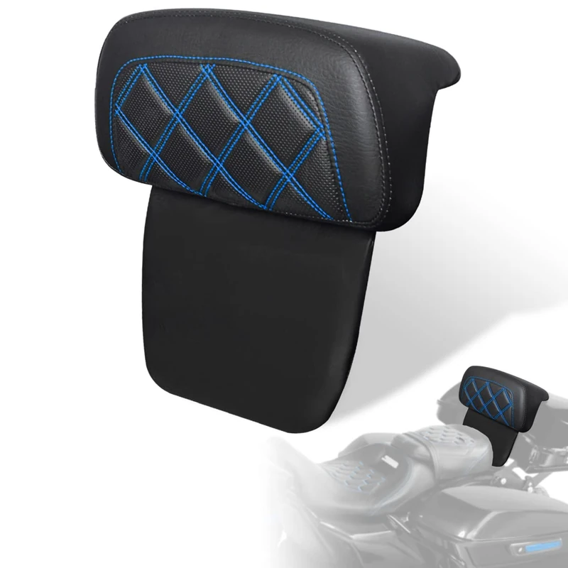 FOVPLUE Backrest Pad,Razor Chopped Tour Pack Backrest Pad for Harley Davidson Touring CVO Street Glide Electra Glide Road Glide 2014-2022 Blue Stitching