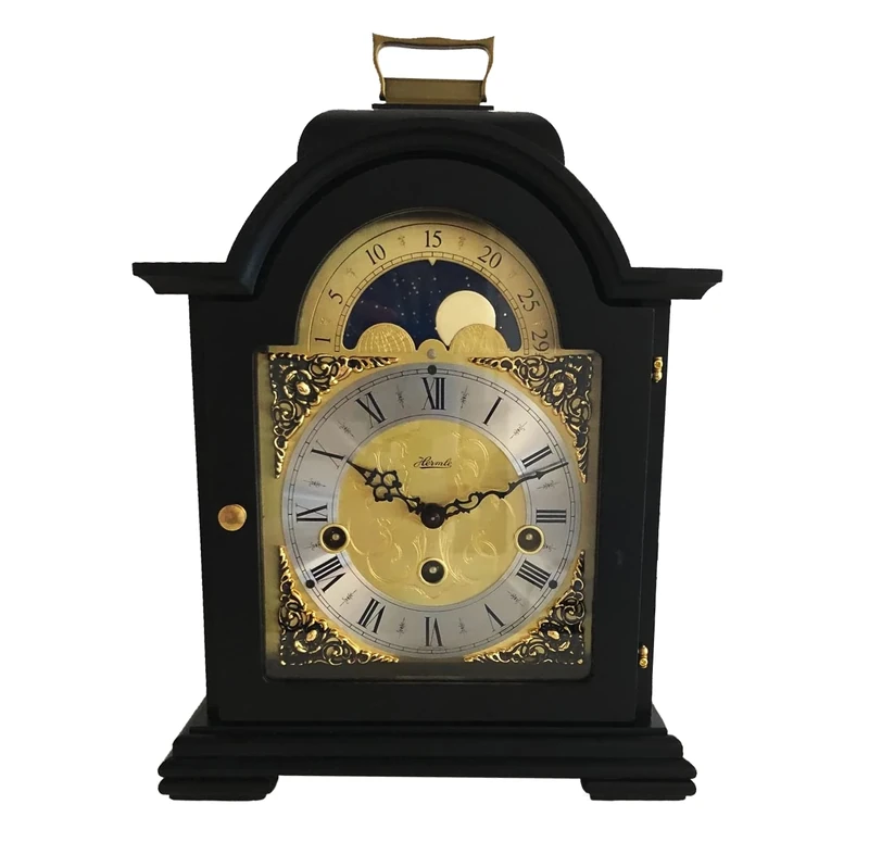 Hermle Table Clock, Wood, Black, 30cm x 21cm x 14cm