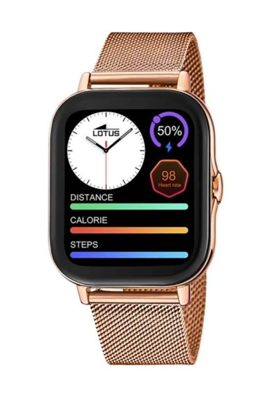 Lotus 50045/1 Rose Gold PVD-Plated Smartwatch with Steel Mesh Bracelet