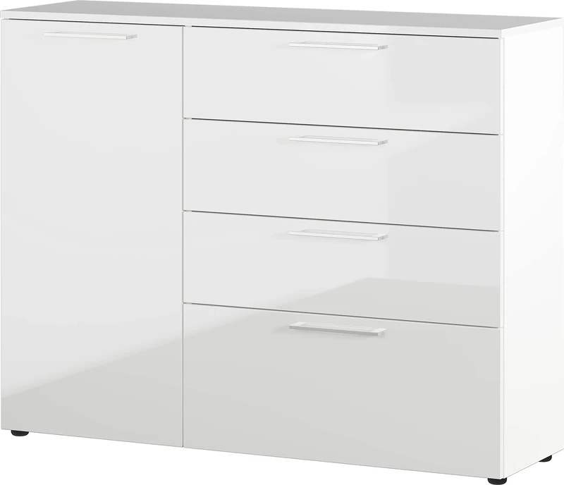 Germania Chest of drawers 3554-84 GW-Sunnyvale, in white, front and top panel high gloss, 135 x 107 x 40 cm (WxHxD)