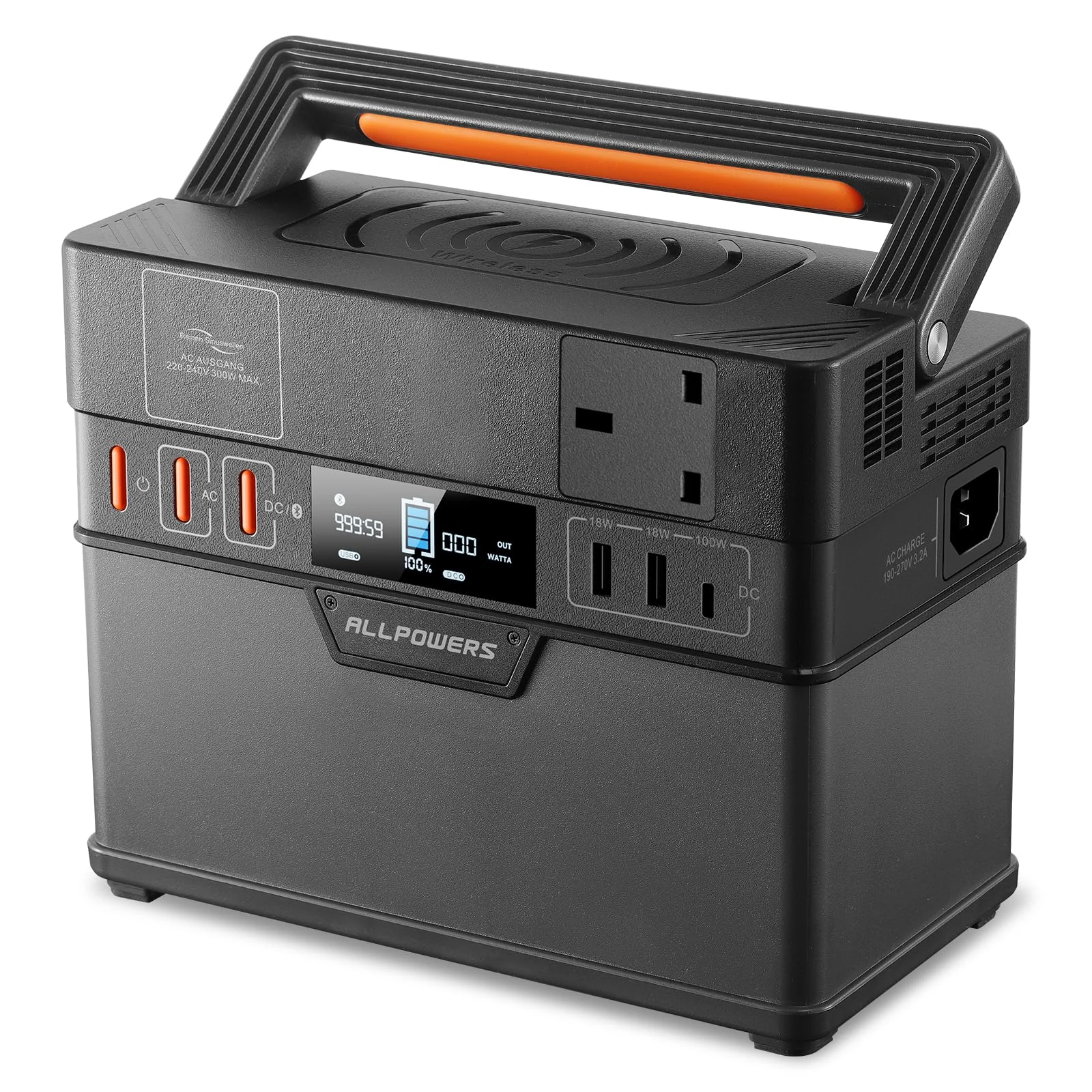 ALLPOWERS S300 Plus Portable Power Station, 288Wh Battery with 300W AC, 100W USB-C, Wireless Charger Output, Portable Generator for Outdoor/Camping/Fishing/Picnics
