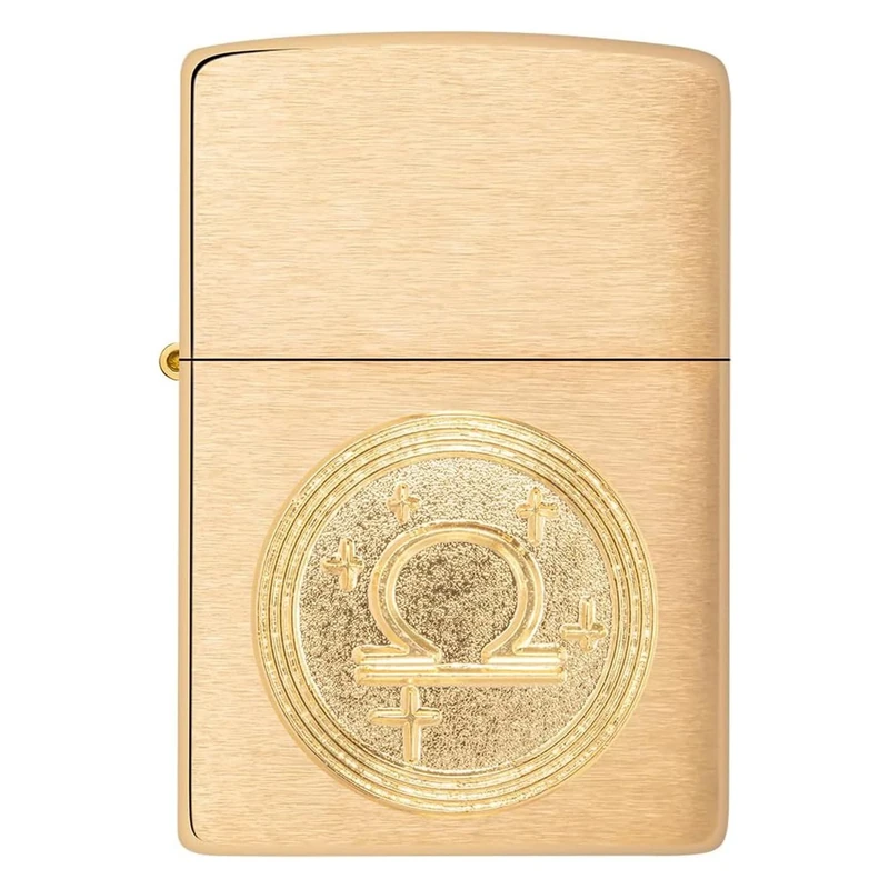 Zippo Windproof Lighter - Libra Emblem, Zodiac - Brushed Brass Finish - Refillable - Reusable - Windproof - Gift Box - Metal - Made in USA - Amazon Exclusive