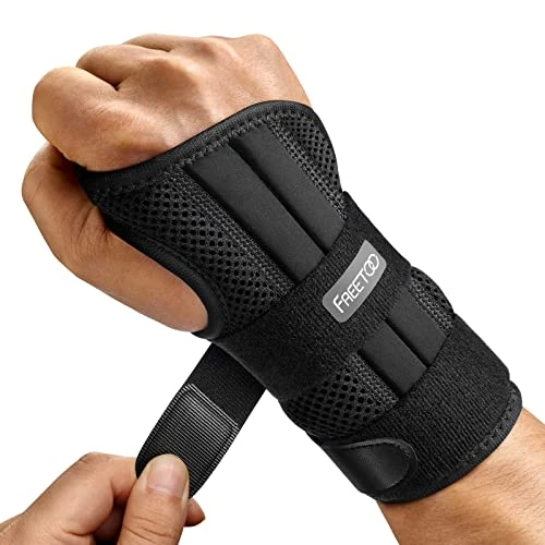 FREETOO Stable Version Wrist Support with 3 Metal Stays, Comfy Carpal Tunnel Wrist Splint with Soft Pad for Daily Use, Breathable Wrist Support Brace Fit Right Hand for Arthritis,RSI