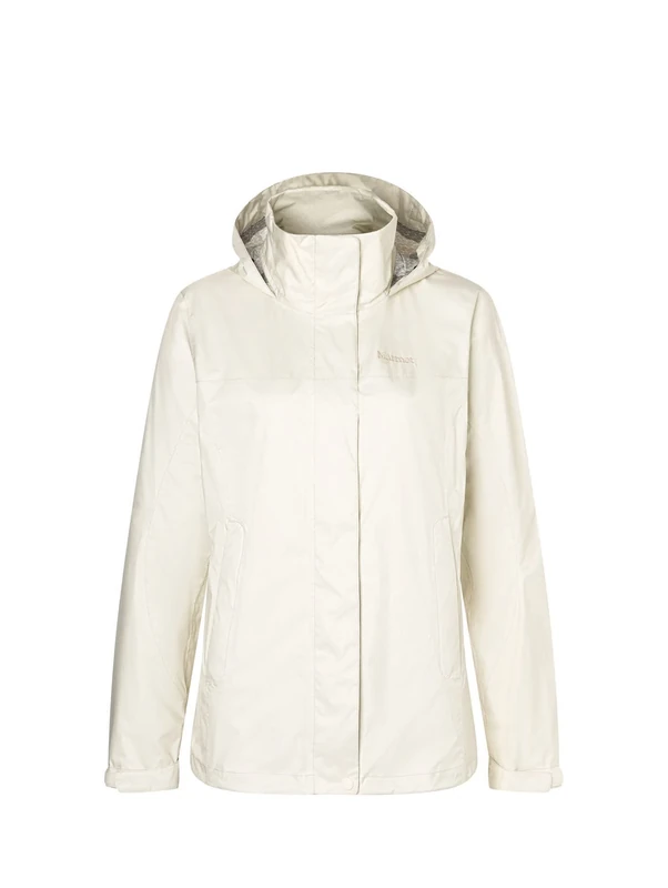 Marmot Women Wm's PreCip Eco Jacket, Waterproof Jacket, Lightweight Hooded Rain Jacket, Windproof Raincoat, Breathable Windbreaker, Ideal for Running and Hiking, Papyrus, L (46700_S22)