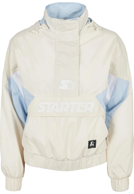 Starter Black Label Women's Starter Colour Block Half Zip Windbreaker, Palewhite/icewaterblue, XS