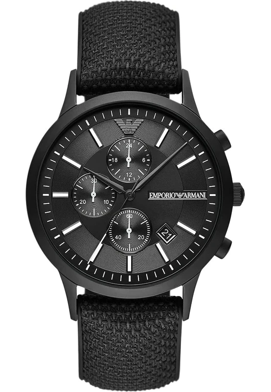 Emporio Armani Watch for Men, Chronograph Movement, 43 mm Black Stainless Steel Case with a Silicone Strap, AR11457