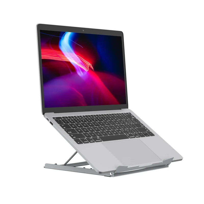 Properav Steel Portable Ergonomic Laptop Stand for Windows & Mac devices such as Dell, Toshiba, HP, Samsung, MacBook, Lenovo with Secure Fit Pads - Silver