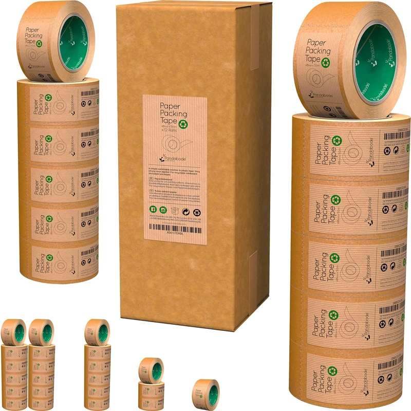 Pandabode Kraft Paper Packing Tape 48mm x 50m - Brown Parcel 12pk