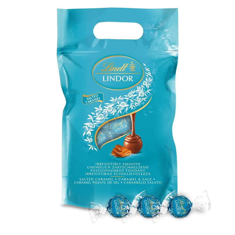 Lindt Lindor Salted Caramel Chocolate Truffles – 1kg Bag (Approx. 80 Balls) – Smooth Filling – Valentines Day, Mothers Day, Easter, Gift, Birthday, Congratulations, Sharing Treat