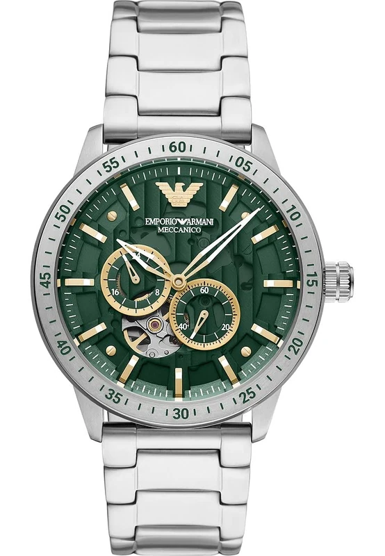 Emporio Armani Watch for Men, Automatic Movement, 43 mm Silver Stainless Steel Case with a Stainless Steel Strap, AR60053