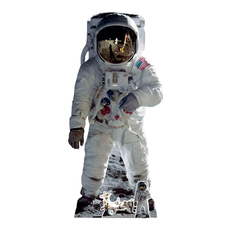 STAR CUTOUTS SC1695 Buzz Aldrin Astronaut Man On Moon Shot Lifesize Cardboard Cutout With Free Mini Buggy For Birthdays & Events, Multi Colour, Large - Image 1