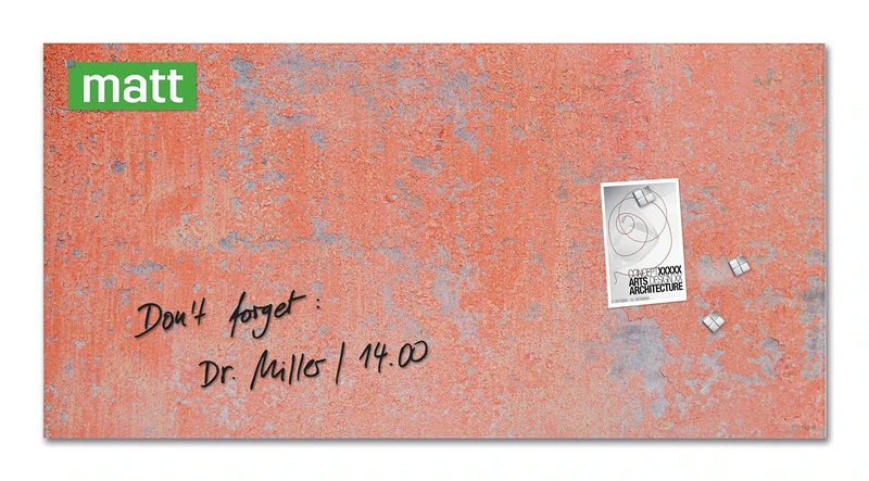 SIGEL GL289 Premium Glass magnetic Board, matt surface, 91 x 46 cm, easy mounting, coral - Artverum