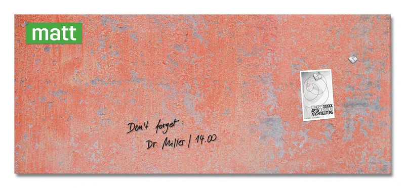 SIGEL GL299 Premium Glass magnetic Board, matt surface, 130 x 55 cm, easy mounting, coral - Artverum