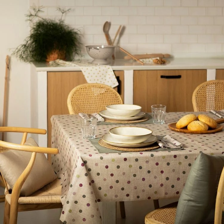 BELUM | 100% Organic Cotton Resin Tablecloth XL Size 180x200cm | Resinated Tablecloth Stain Resistant | Large Tablecloth for Rectangular Tabletop| Tablecloth NO Rubber