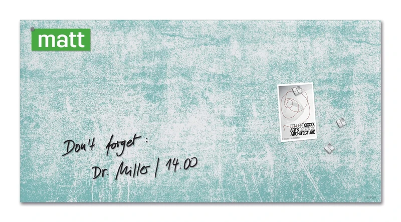 SIGEL GL287 Premium Glass magnetic Board, matt surface, 91 x 46 cm, easy mounting, Turquoise - Artverum