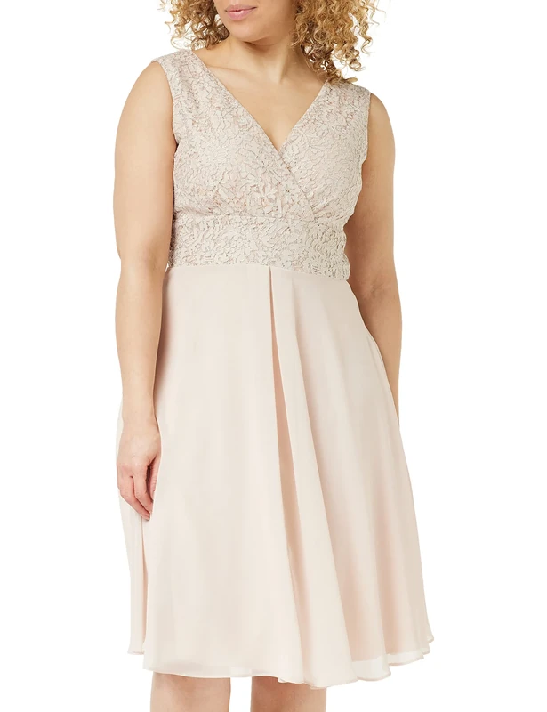 Gina Bacconi Women's Metallic Corded Lace Dress Mother of The Bride, Antique Rose, 8