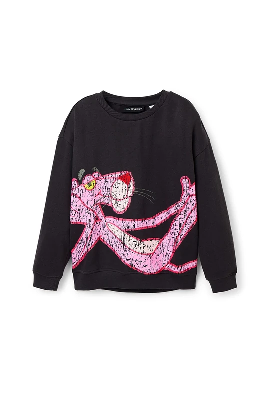 Desigual Girl's Sweat_2006 Dark Grey Sweater, Black, M