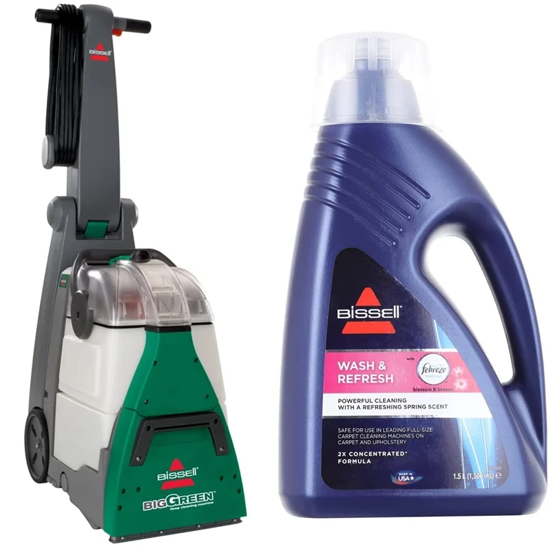 BISSELL Big Green Upright Carpet Cleaner 48F3E & Wash & Refresh Febreze Carpet Shampoo | Blossom & Breeze Scent for All Leading Upright Cleaners | 1078N