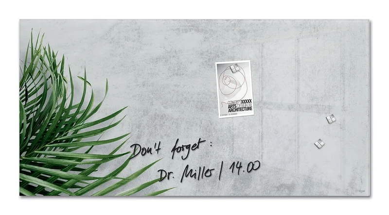 SIGEL GL288 Premium Glass magnetic Board, glossy surface, 91 x 46 cm, easy mounting, Grey, Green - Artverum