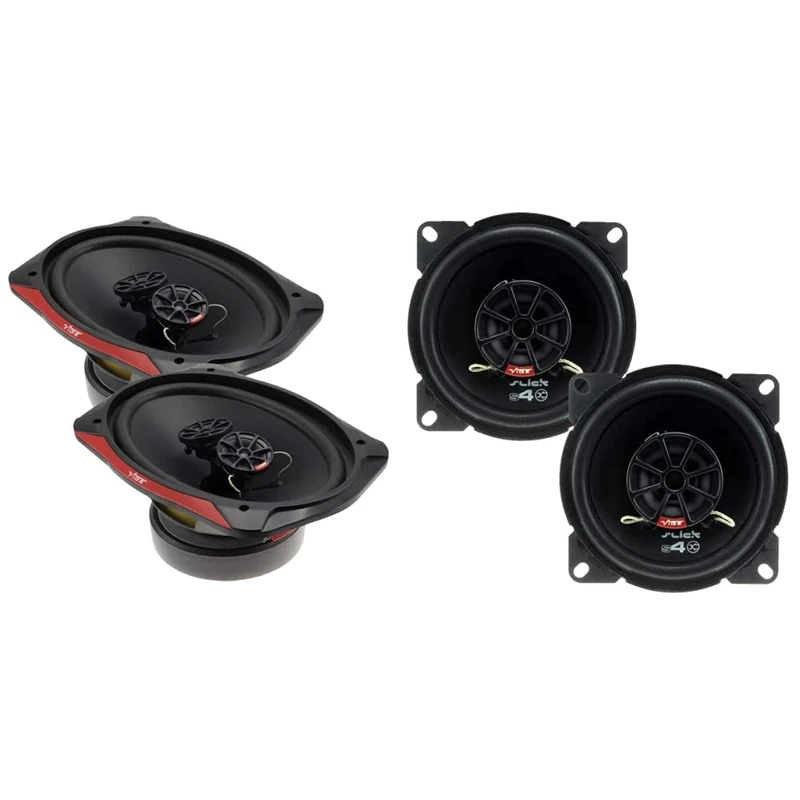 VIBE Audio Slick 6” x 9” Triaxial speaker - 160/480 W (RMS/MAX), Black & VIBE Slick 4” Coaxial speaker - 50/150 W (RMS/MAX) SLICK4-V7, Black