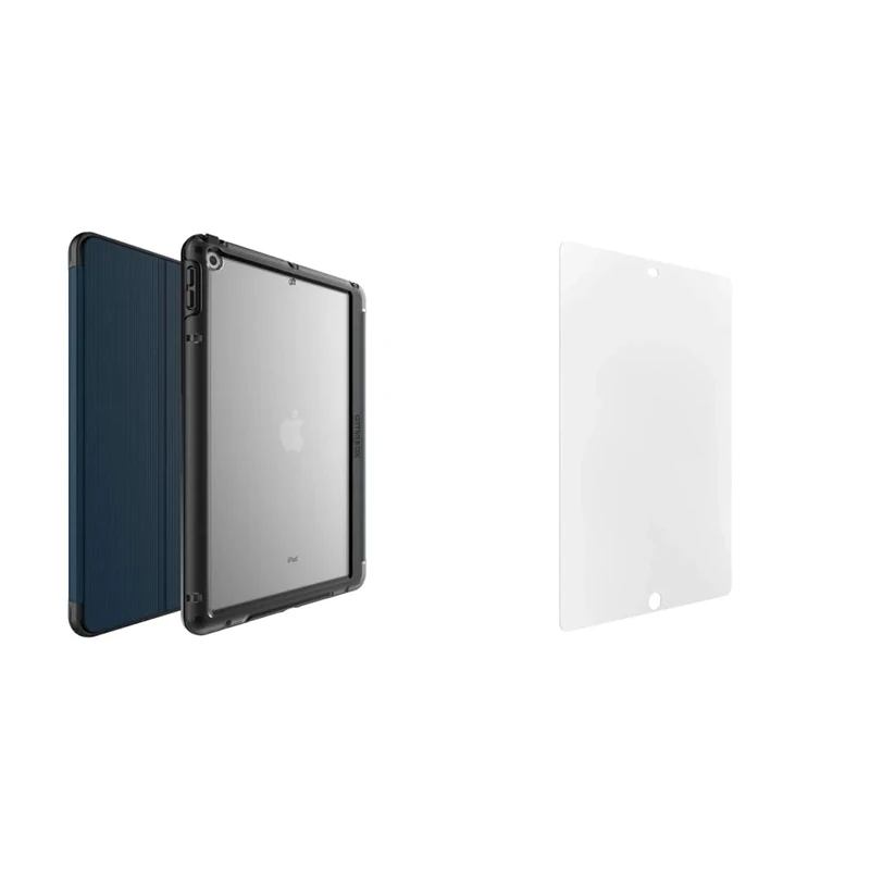 OtterBox 77-62047 for Apple iPad 10.2"Symmetry Folio Series, Blue & OtterBox Glass Screen Protector for Apple iPad 10.2 Inch (7th Gen 2019 / 8th Gen 2020) - Performance Glass