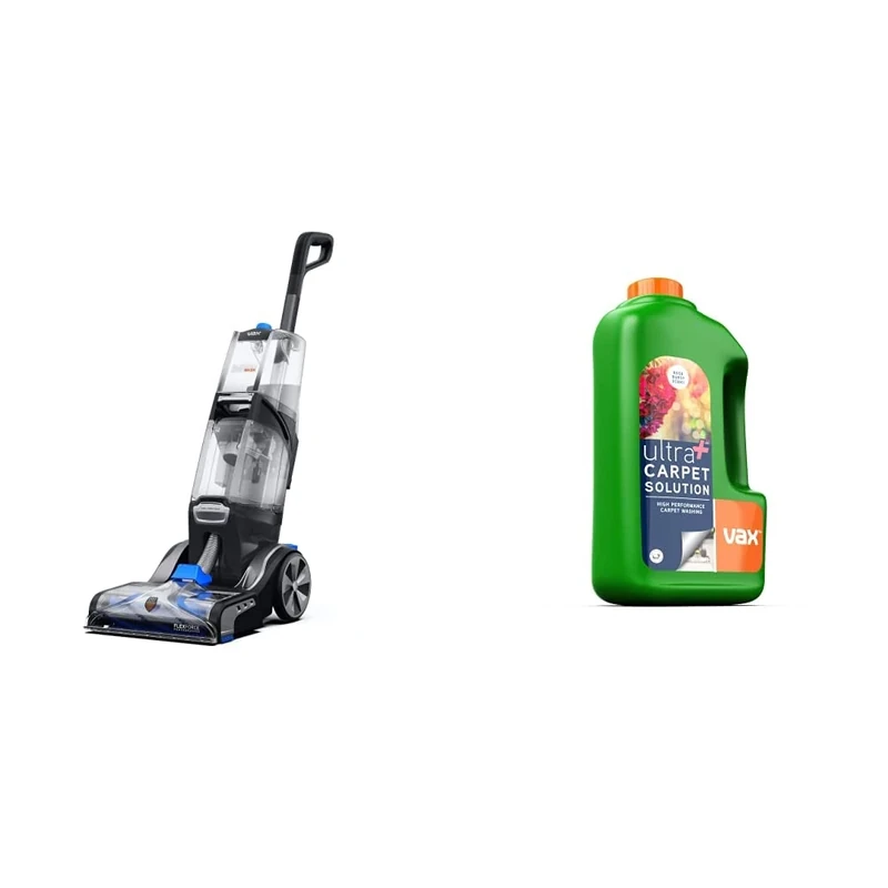 Vax 1-1-142257 Platinum Smartwash Carpet Cleaner, Charcoal/Blue & 1-9-137771 Ultra Plus Carpet Cleaning Solution, 1.5L