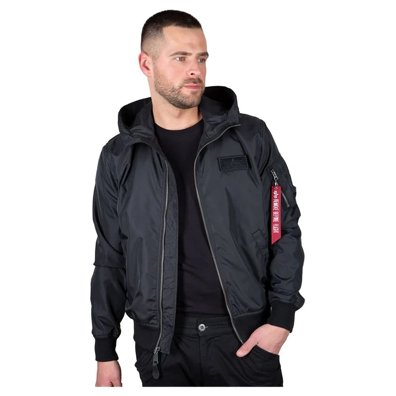 Alpha Industries MA-1 LW Hooded Bomber Jacket for Men Black