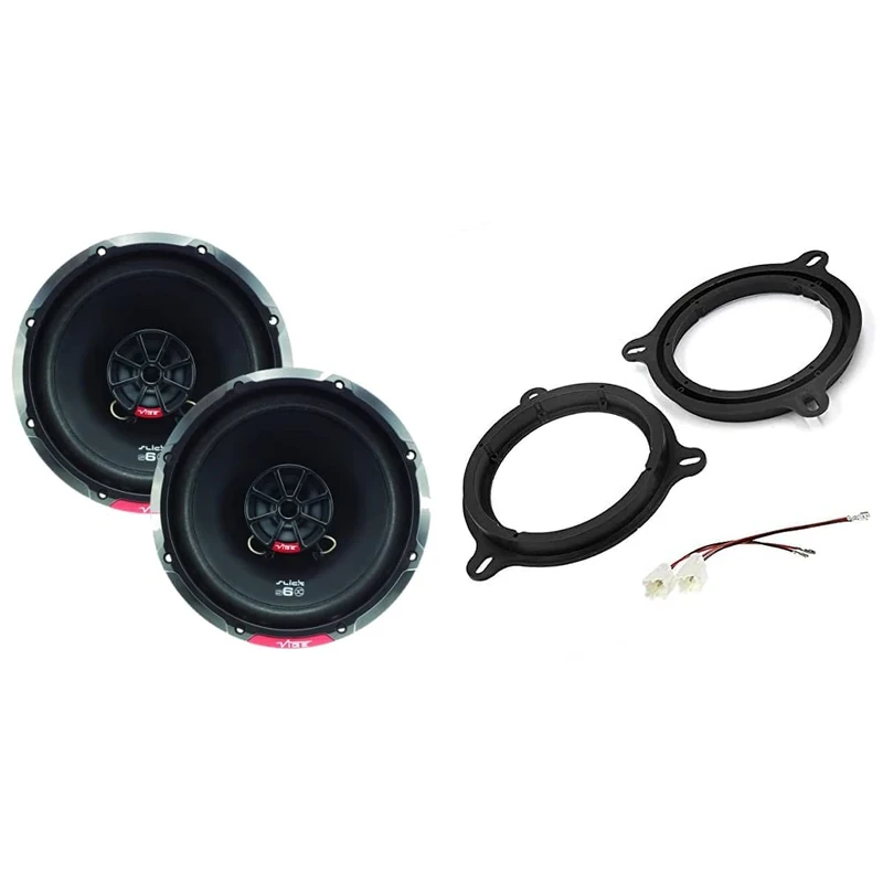 VIBE Slick 6.5” inch Coaxial speaker - 80/240 W, Black & Sound way - Spacer rings adapters and harness kit for 6.5" inch / 165 mm speakers for Renault Nissan Dacia Smart - KC550