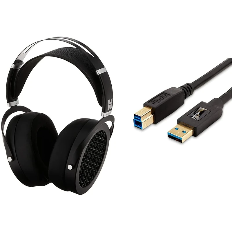 HiFiMAN Sundara Headphones & Amazon Basics USB 3.0 Cable - A-Male to B-Male Adapter Cord-6 Feet (1.8 Meters)