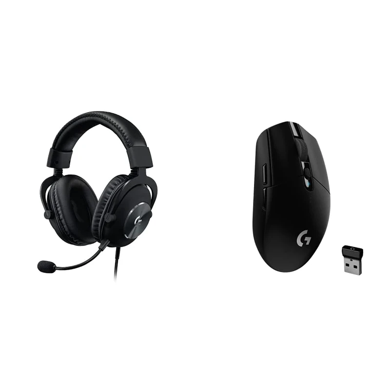 Logitech G G Pro X Over Ear Gaming Headset, Black and Logitech G G305 EWR2 Wireless 6 - Button Gaming Mouse, Black