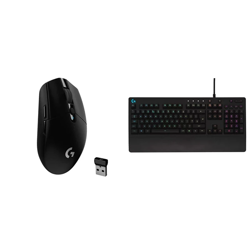 Logitech G305 LIGHTSPEED Wireless Gaming Mouse, Black & G213 Prodigy Gaming Keyboard, LIGHTSYNC RGB Backlit Keys, Dedicated Multi-Media Keys, QWERTY UK Layout - Black