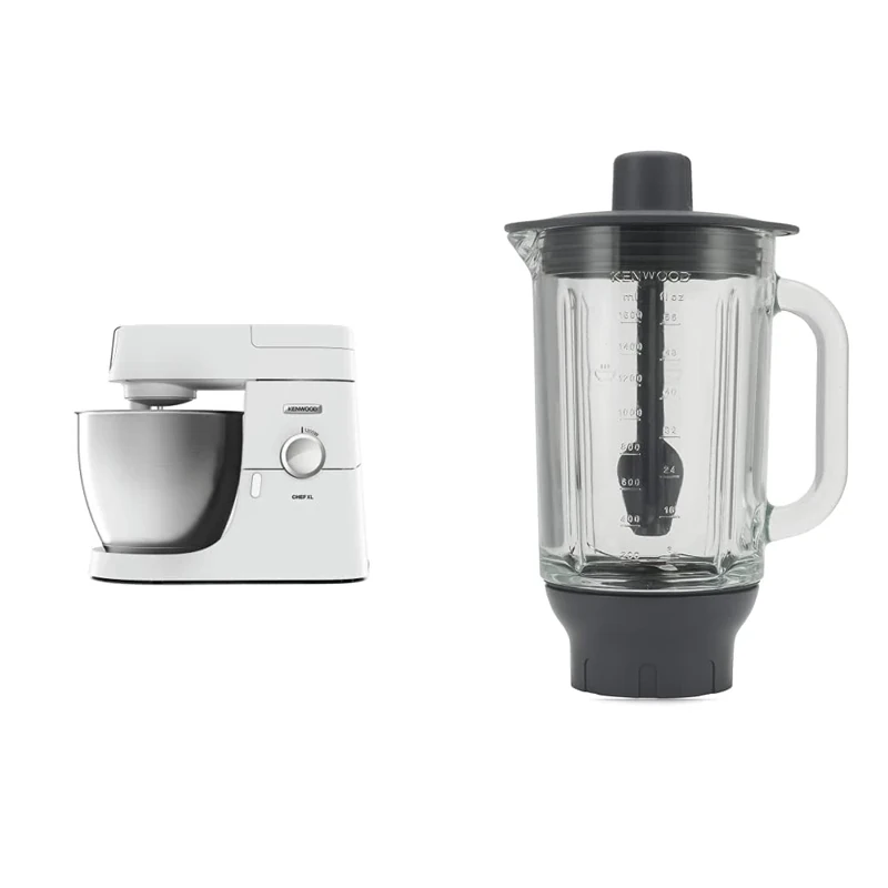 Kenwood Stand Mixer for Baking, Stylish Food Mixer, with K-beater, Dough Hook, Whisk and 6.7 Litre Bowl, 1200 W, KVL4100W, White & KAH359GL Blender Attachment for Kitchen Machines