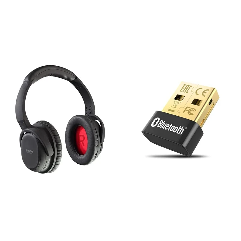 LINDY BNX-60 - Bluetooth Wireless Active Noise Cancelling Headphones with aptX & TP-Link Nano USB Bluetooth 4.0 Adapter, Plug and Play for Windows 10/8.1/8 (UB4A)